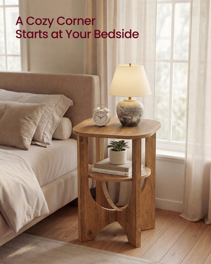 Side Table 2 Tier Small Accent End Table Honey Brown - image 3
