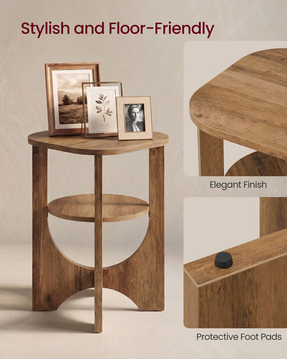 Side Table 2 Tier Small Accent End Table Honey Brown - image 5