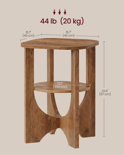 Side Table 2 Tier Small Accent End Table Honey Brown - image 6