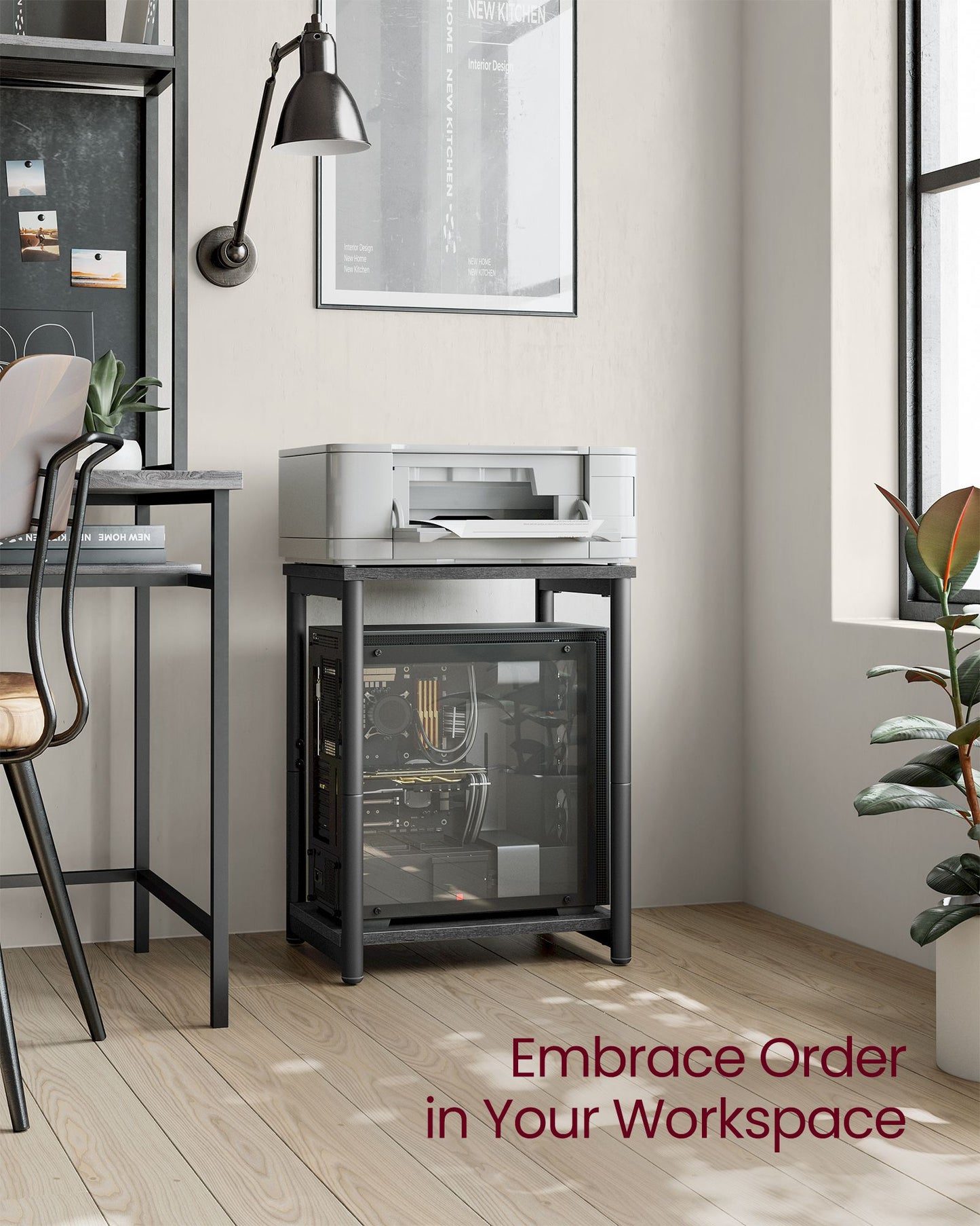 Set of 2 Side Tables Misty Gray and Classic Black