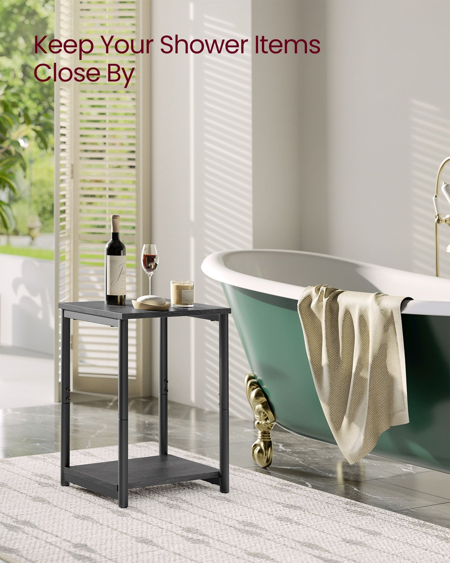 Set of 2 Side Tables Misty Gray and Classic Black