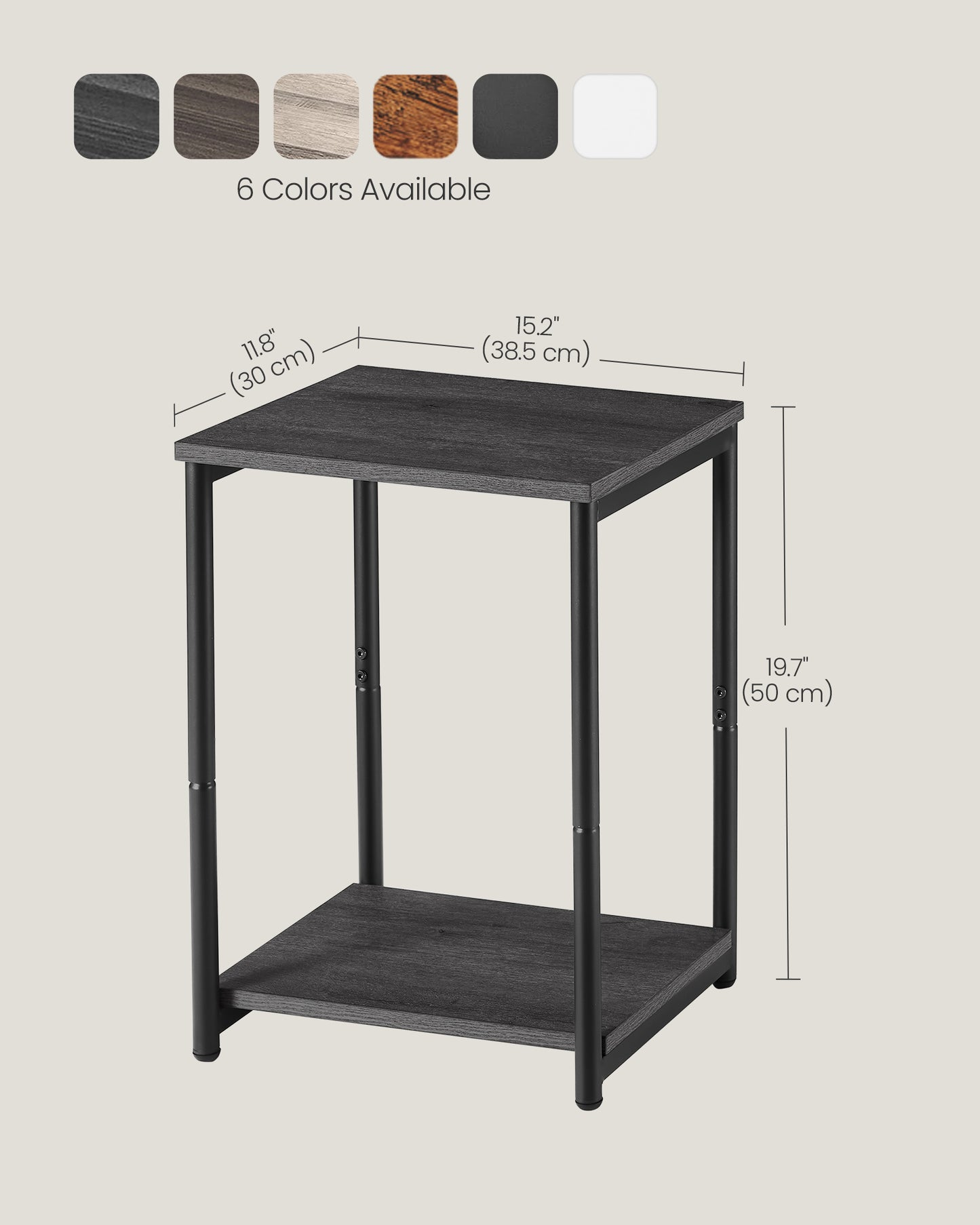 Set of 2 Side Tables Misty Gray and Classic Black
