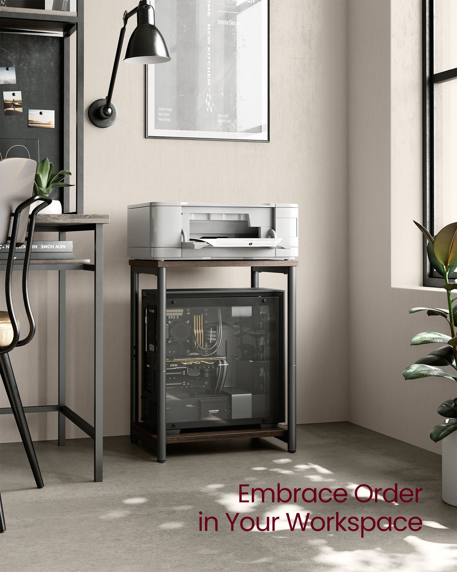 Set of 2 Side Tables Chestnut Brown and Classic Black - HWLEXTRA 