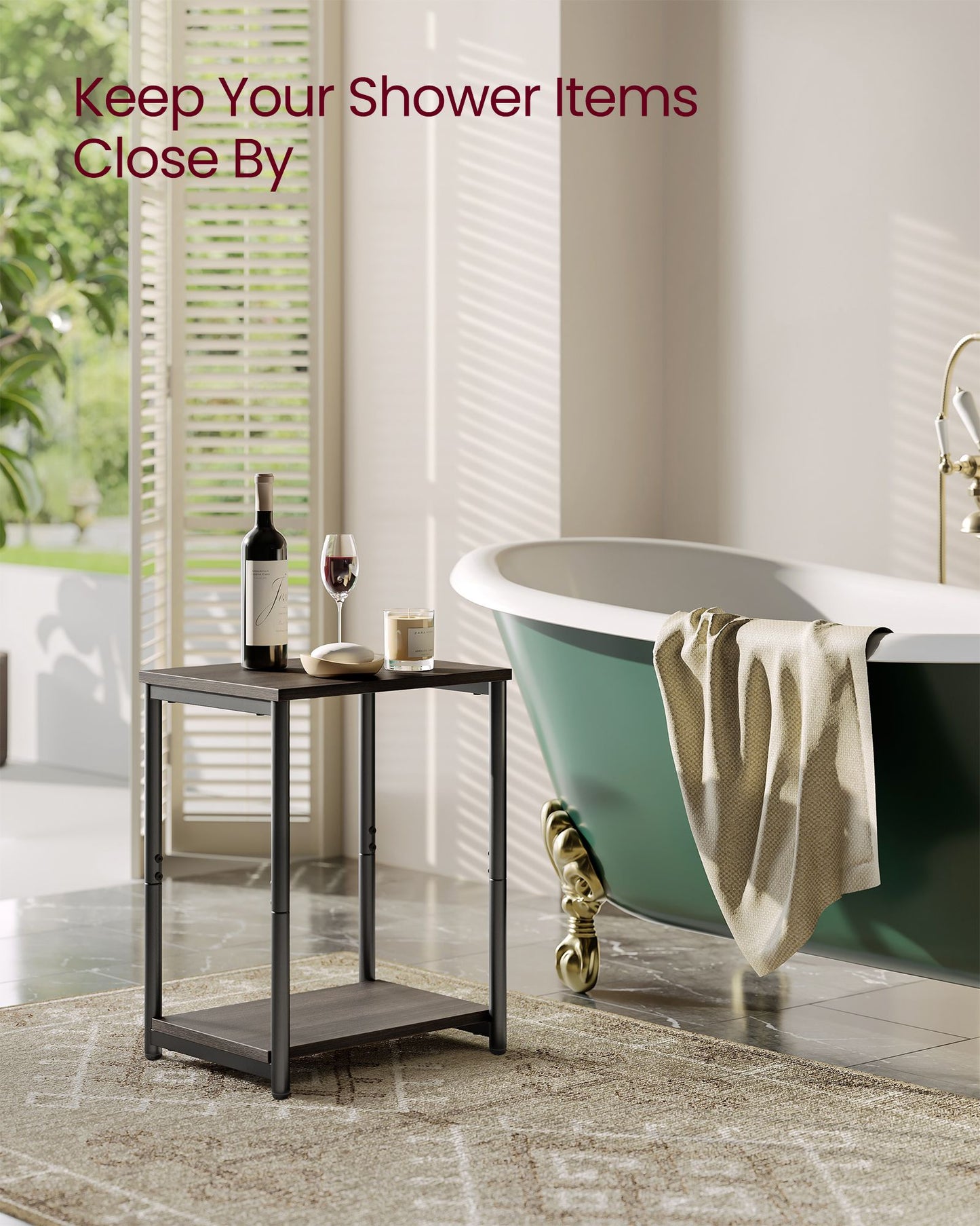 Set of 2 Side Tables Chestnut Brown and Classic Black - HWLEXTRA 