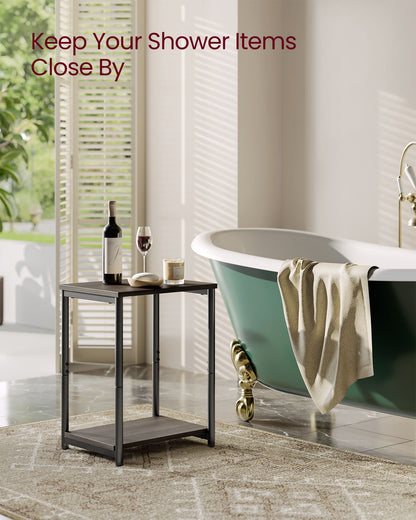 Set of 2 Side Tables Chestnut Brown and Classic Black - HWLEXTRA 