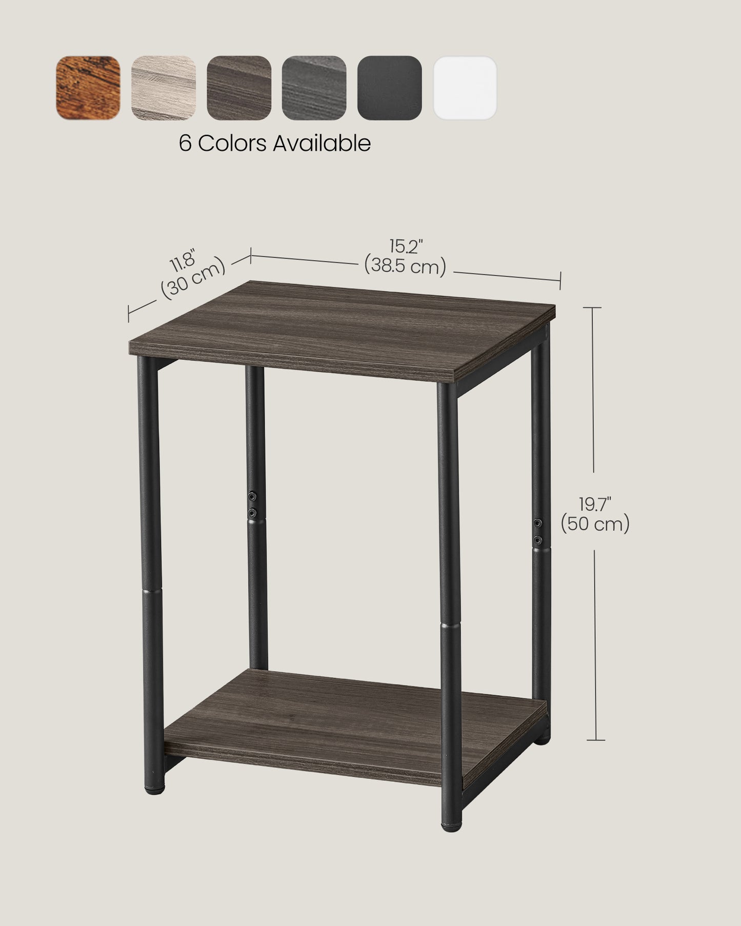 Set of 2 Side Tables Chestnut Brown and Classic Black - HWLEXTRA 