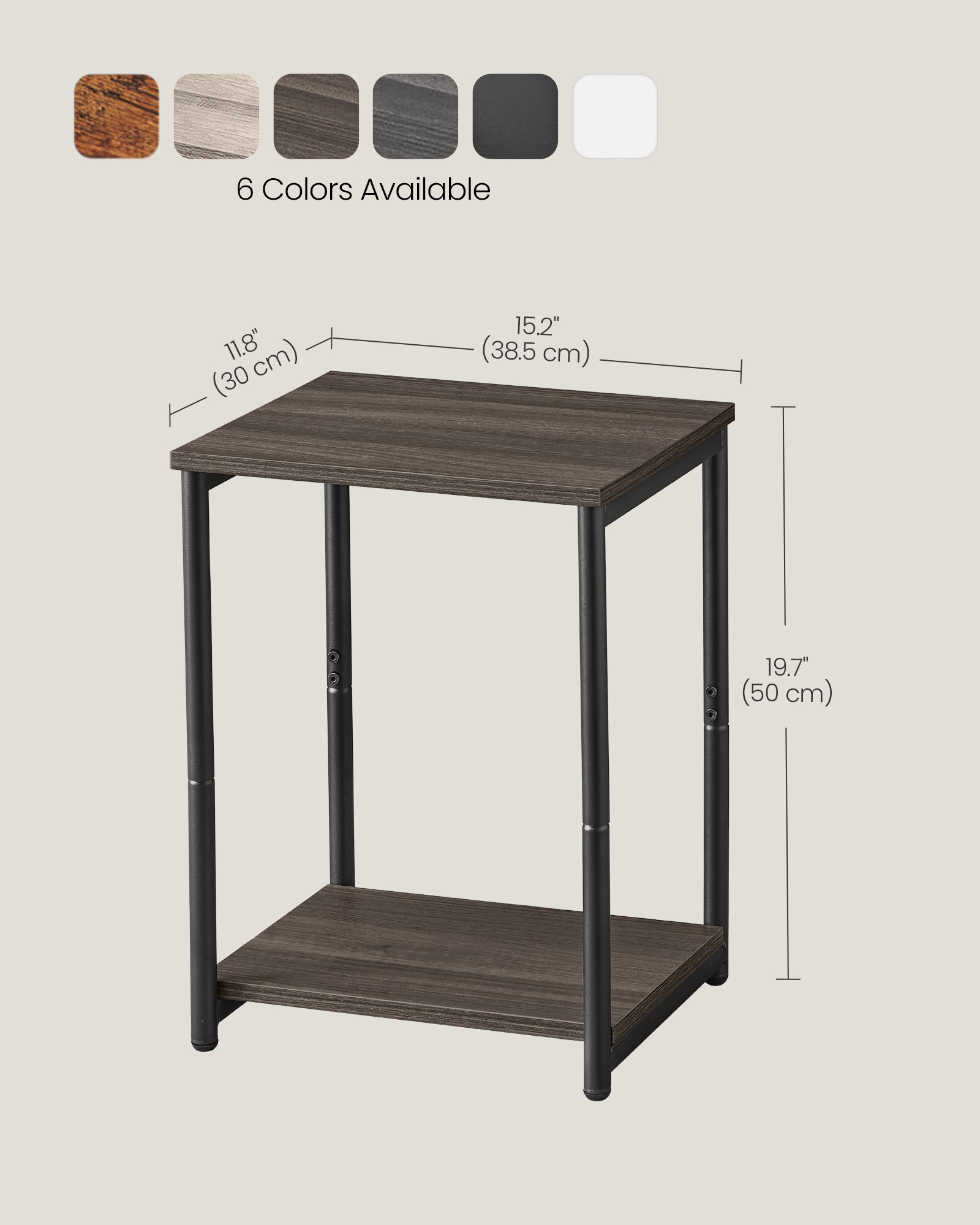 Set of 2 Side Tables Chestnut Brown and Classic Black - HWLEXTRA 