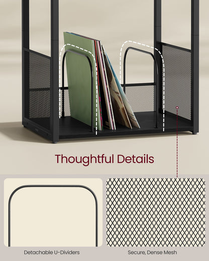 3-Tier Side Table, Vinyl Record Storage up to 100 Albums - HWLEXTRA 