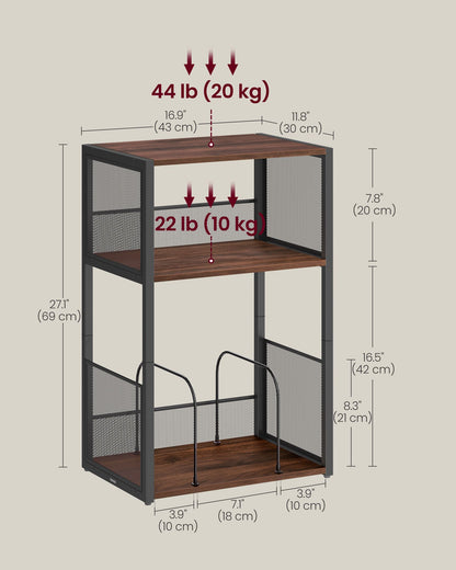 3-Tier Side Table, Vinyl Record Storage up to 100 Albums - HWLEXTRA 
