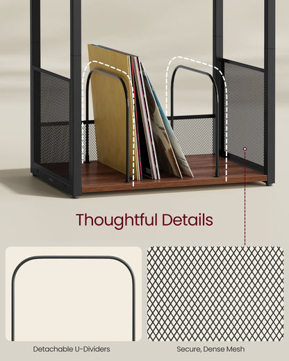 3-Tier Side Table, Vinyl Record Storage up to 100 Albums - HWLEXTRA 