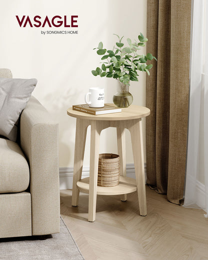 Small Round End Table with Lower Shelf