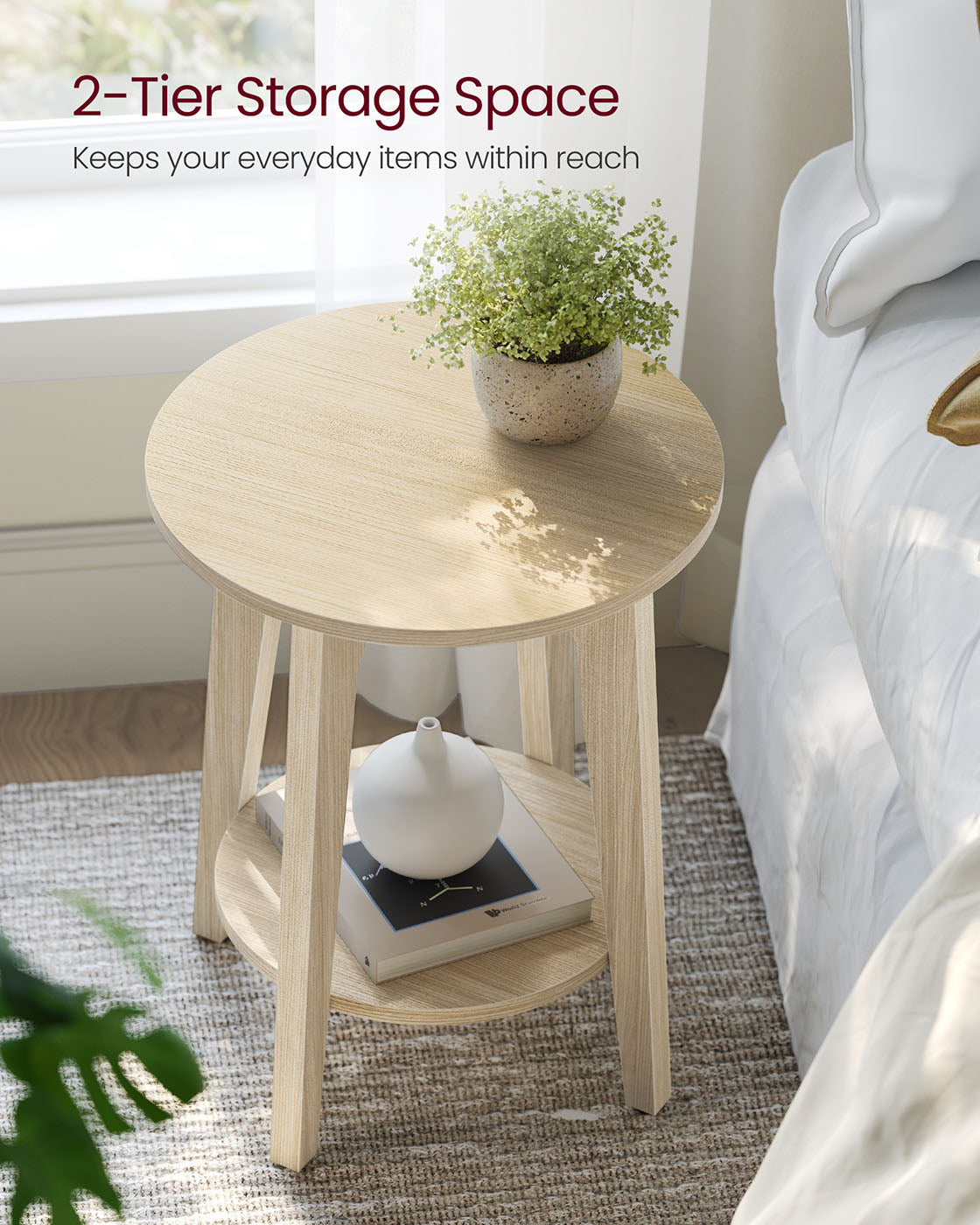 Small Round End Table with Lower Shelf
