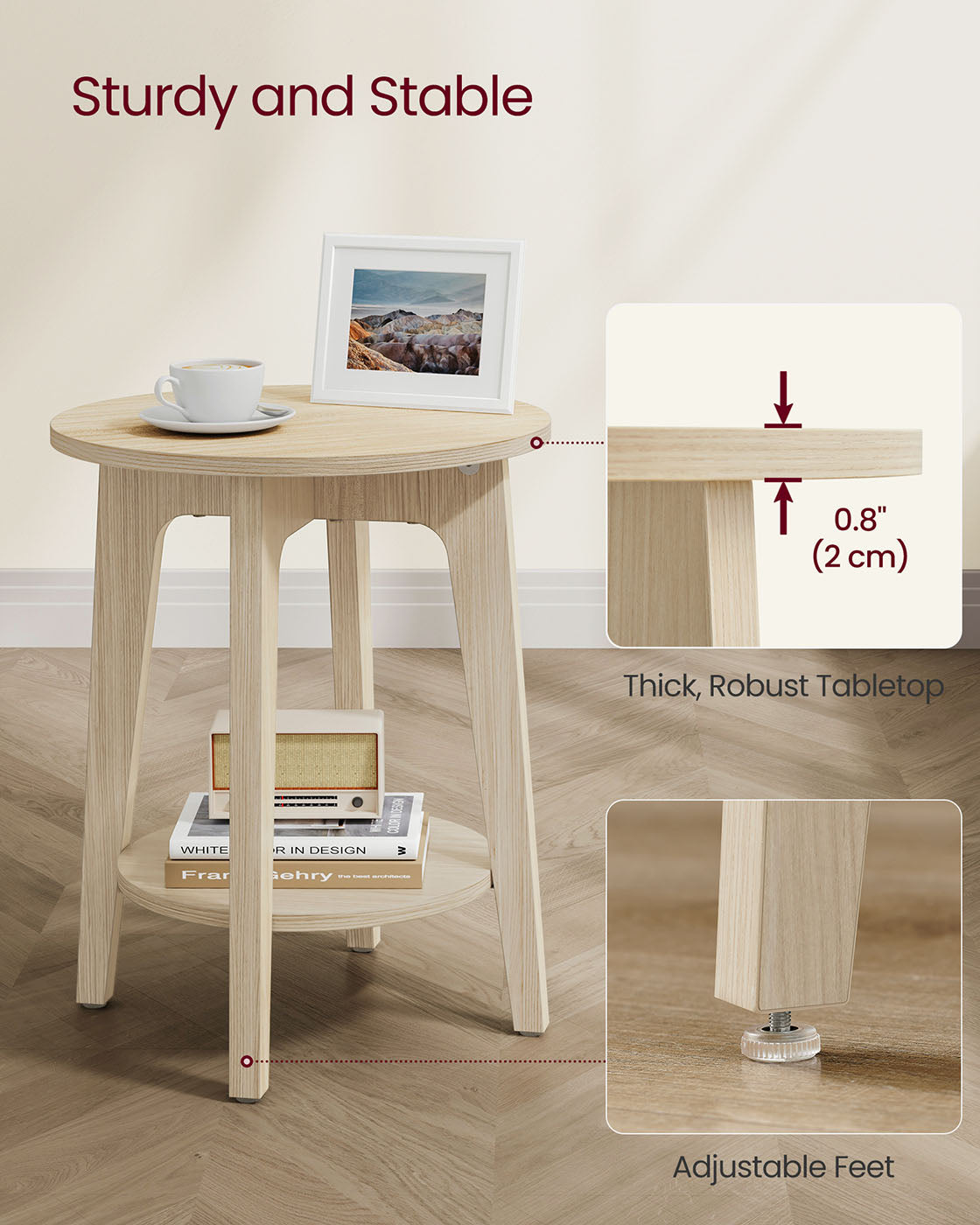 Small Round End Table with Lower Shelf