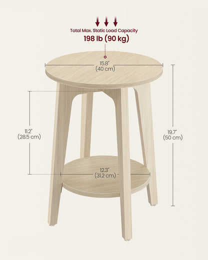 Small Round End Table with Lower Shelf