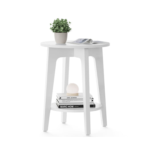 Round End Table with Lower Shelf