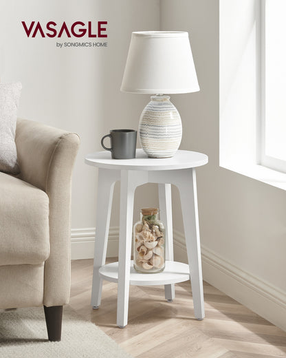 Round End Table with Lower Shelf