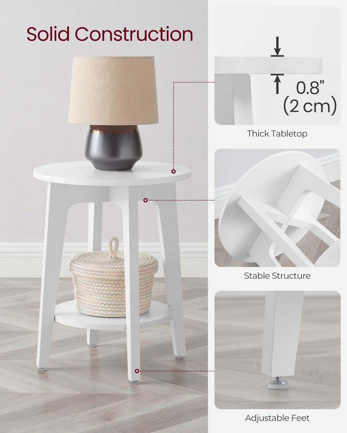 Round End Table with Lower Shelf