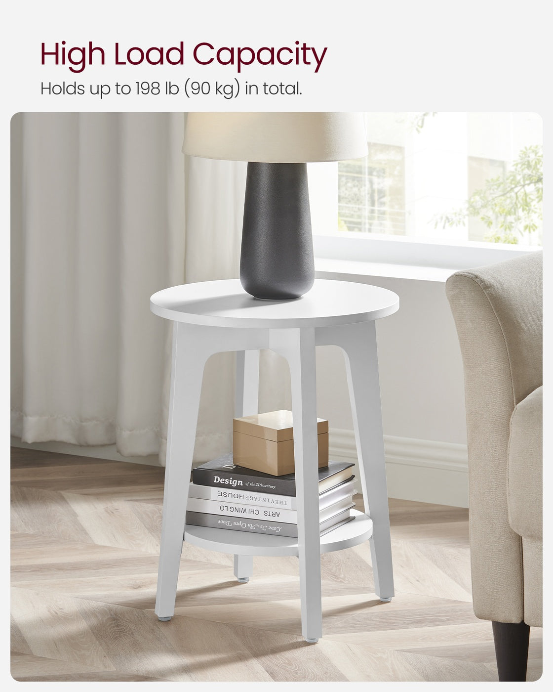 Round End Table with Lower Shelf