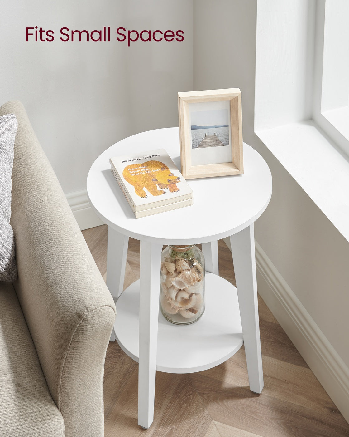 Round End Table with Lower Shelf