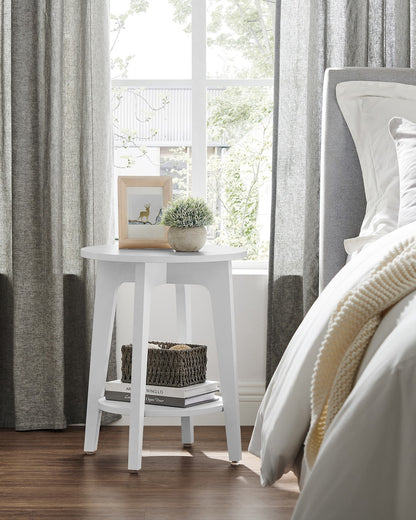 Round End Table with Lower Shelf