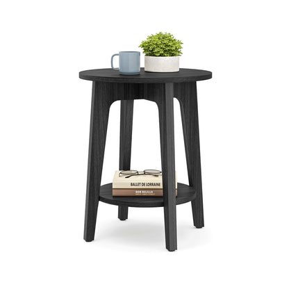 Round End Table with Lower Shelf