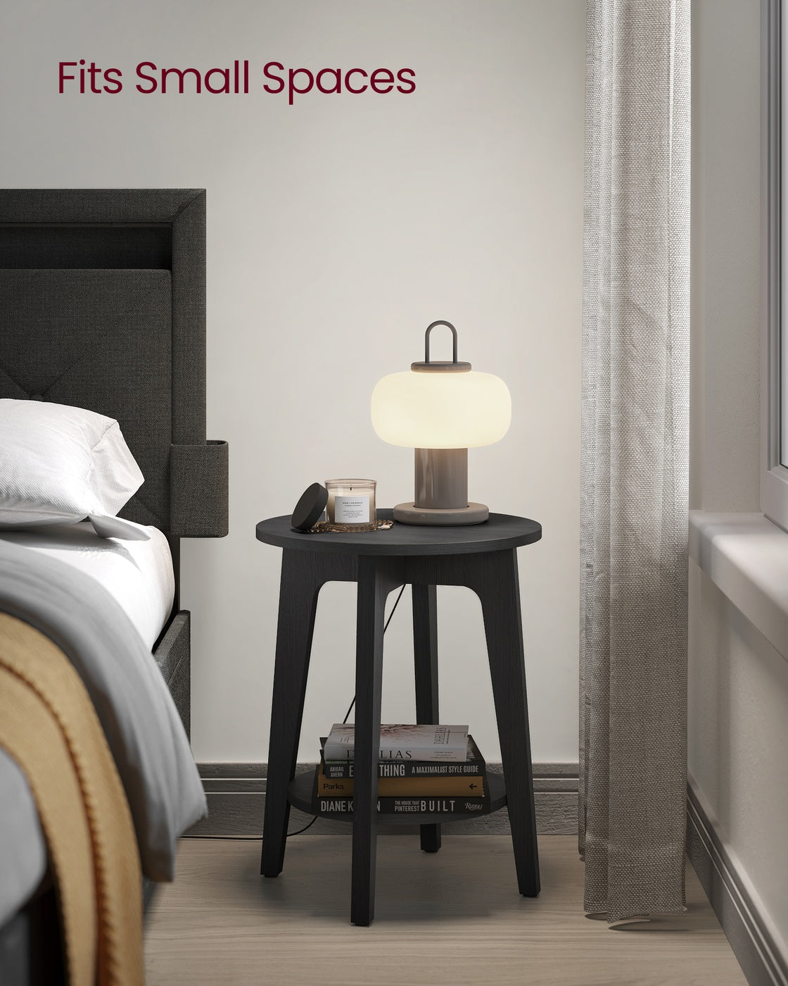 Round End Table with Lower Shelf