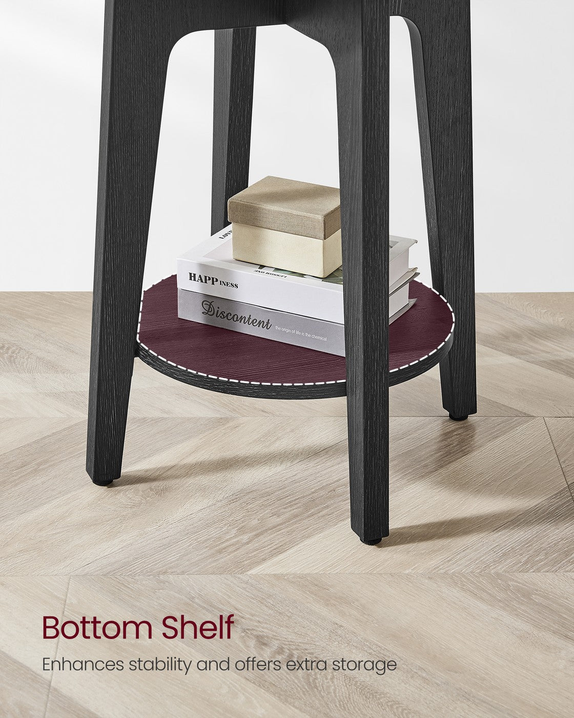 Round End Table with Lower Shelf