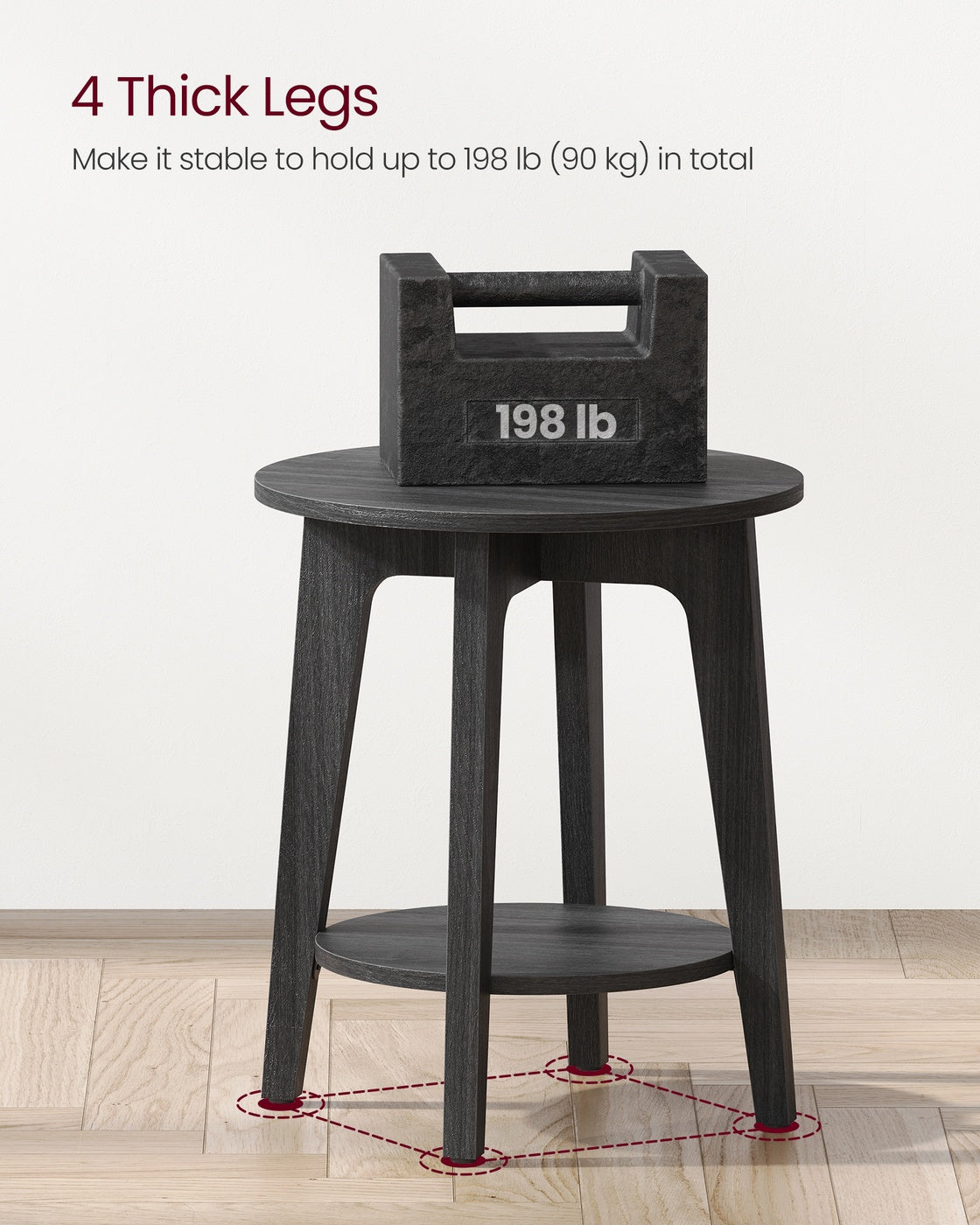 Round End Table with Lower Shelf