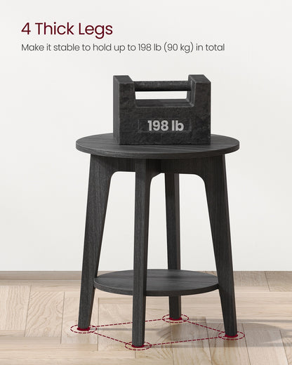 Round End Table with Lower Shelf