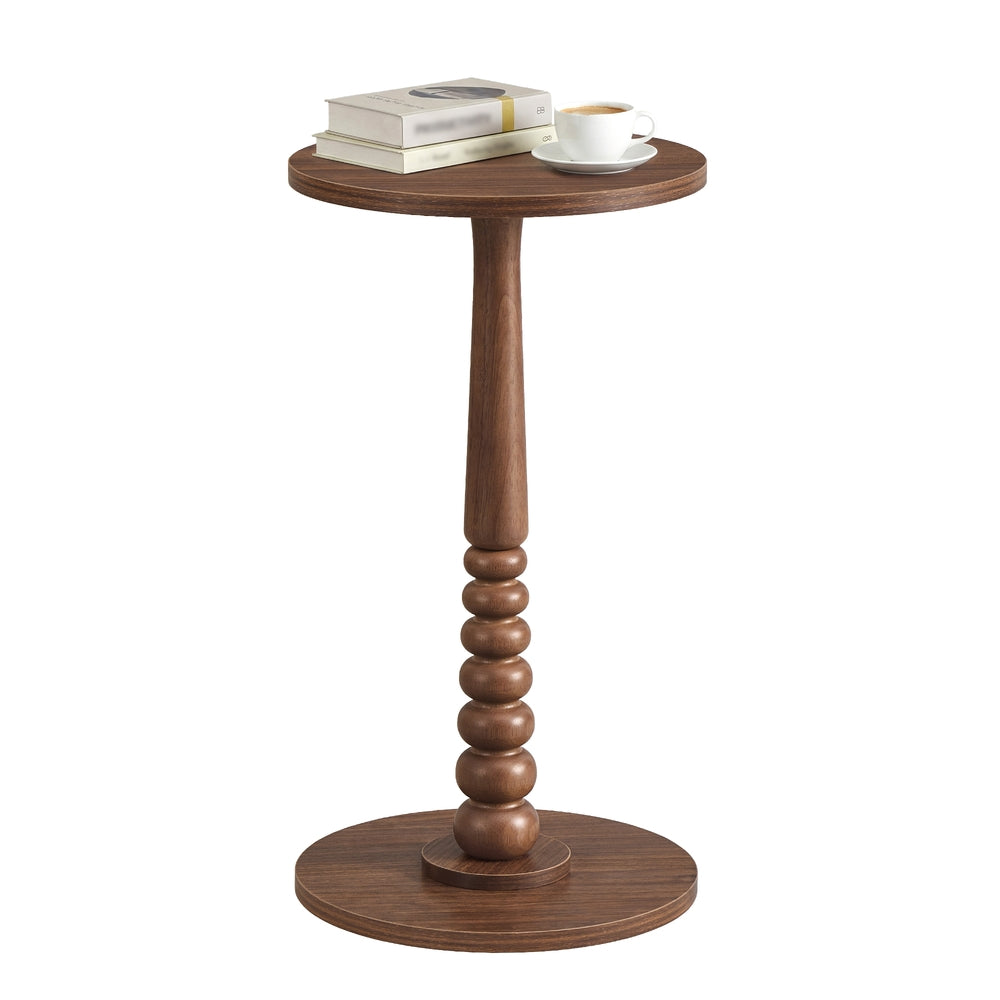 MARIEL Collection - Round Side Table with Solid Wood Leg Chestnut Walnut - image 1