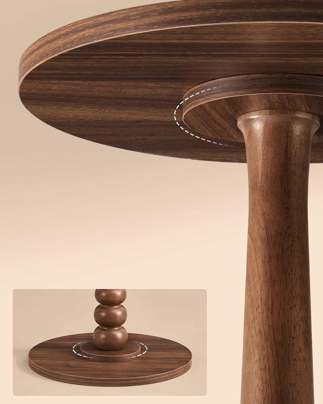 MARIEL Collection - Round Side Table with Solid Wood Leg Chestnut Walnut - image 3