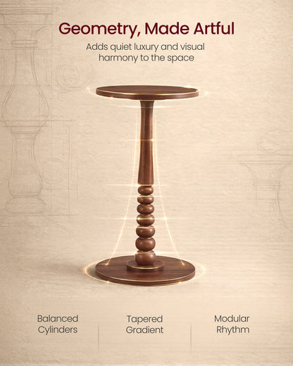 MARIEL Collection - Round Side Table with Solid Wood Leg Chestnut Walnut - image 4