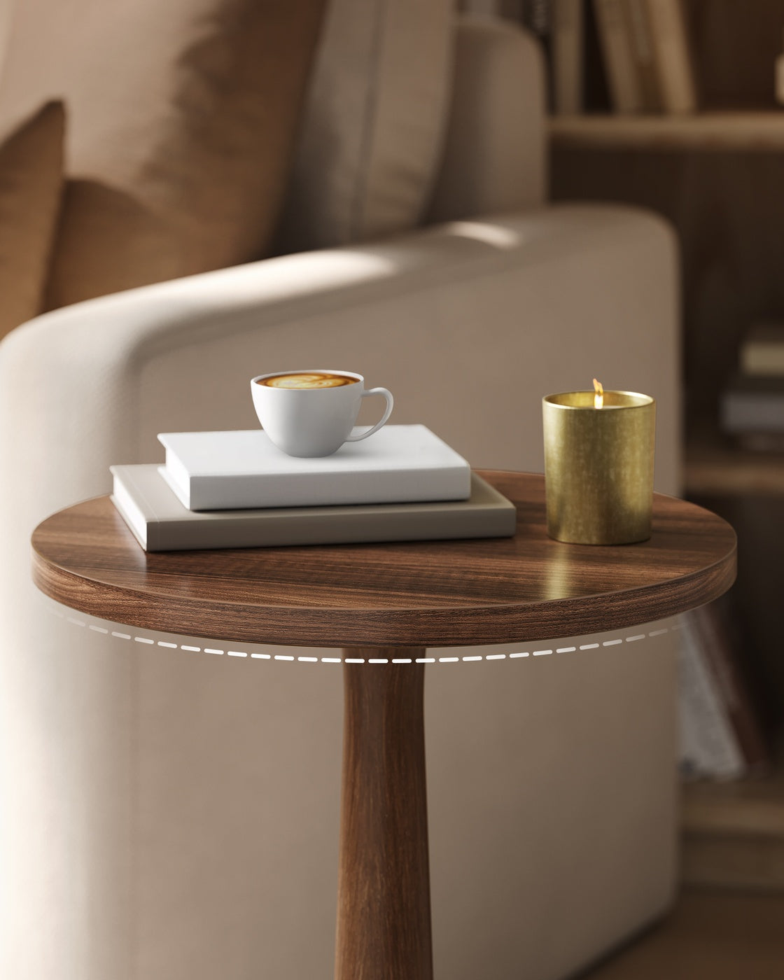 MARIEL Collection - Round Side Table with Solid Wood Leg Chestnut Walnut - image 6