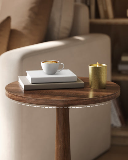 MARIEL Collection - Round Side Table with Solid Wood Leg Chestnut Walnut - image 6