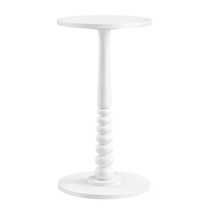 MARIEL Collection - Round Side Table with Solid Wood Leg Cloud White