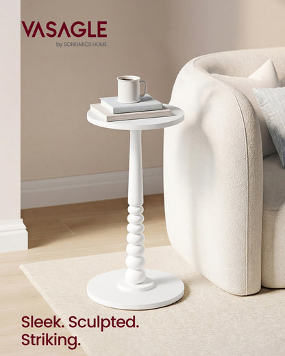 MARIEL Collection - Round Side Table with Solid Wood Leg Cloud White - image 2
