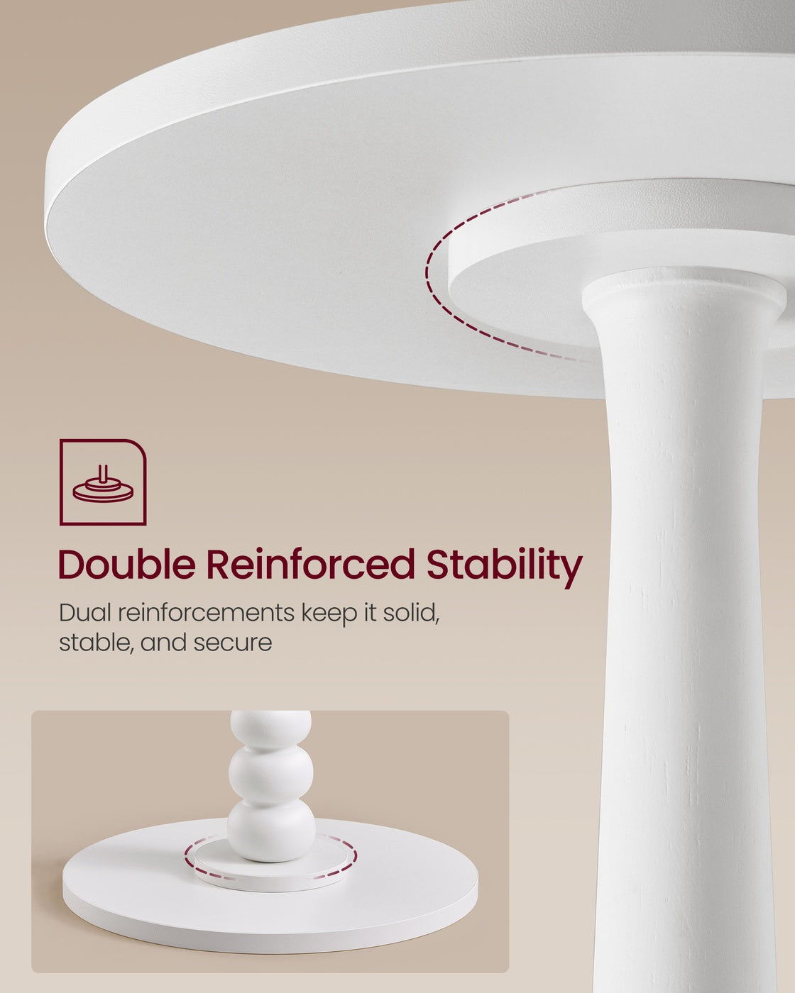 MARIEL Collection - Round Side Table with Solid Wood Leg Cloud White - image 3