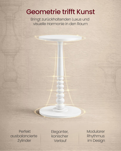 MARIEL Collection - Round Side Table with Solid Wood Leg Cloud White