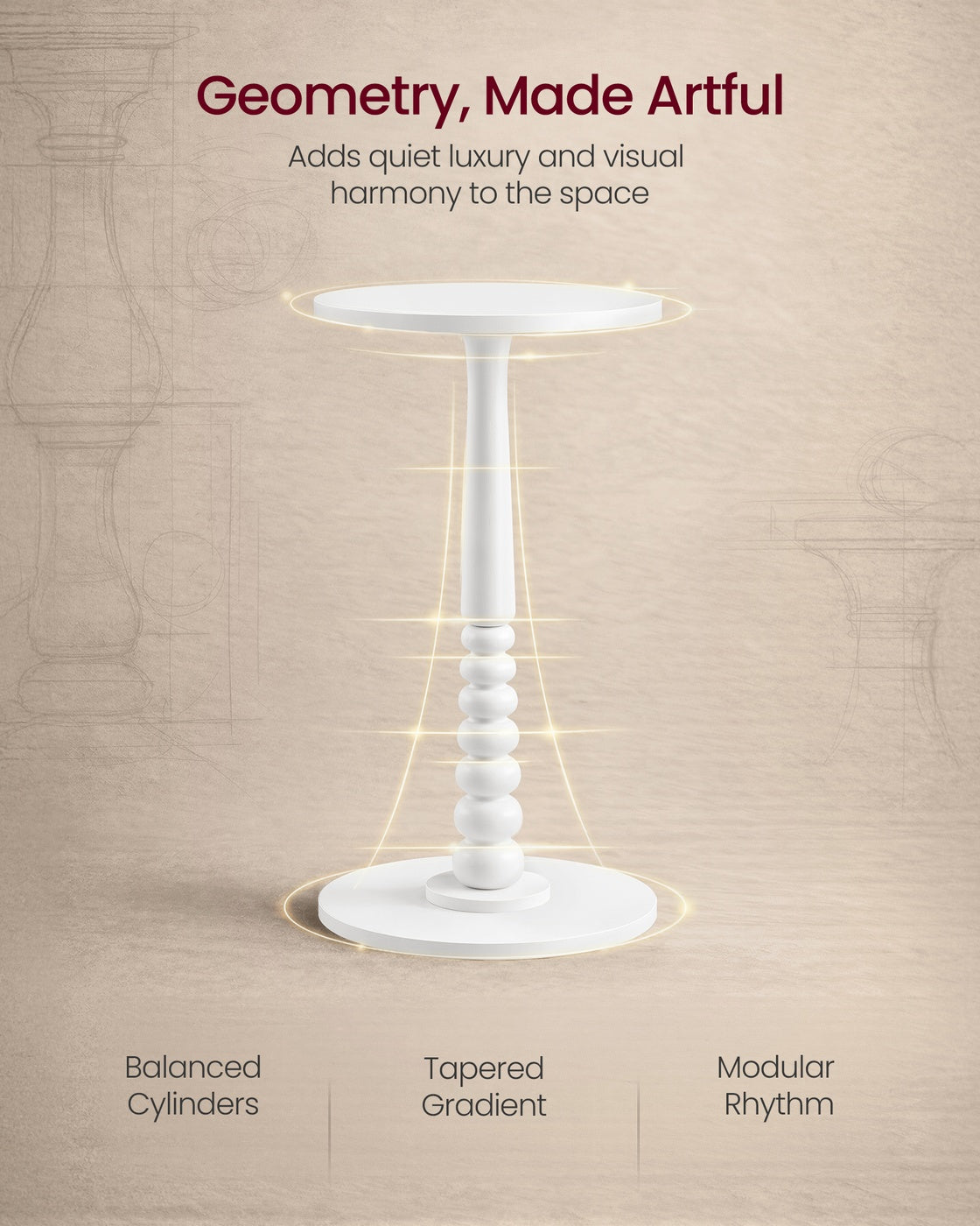 MARIEL Collection - Round Side Table with Solid Wood Leg Cloud White - image 4
