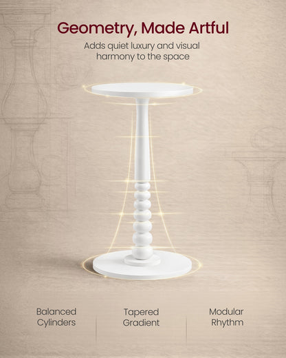 MARIEL Collection - Round Side Table with Solid Wood Leg Cloud White - image 4