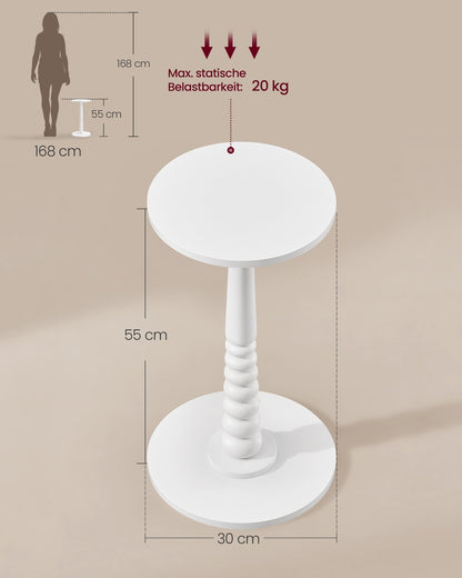 MARIEL Collection - Round Side Table with Solid Wood Leg Cloud White