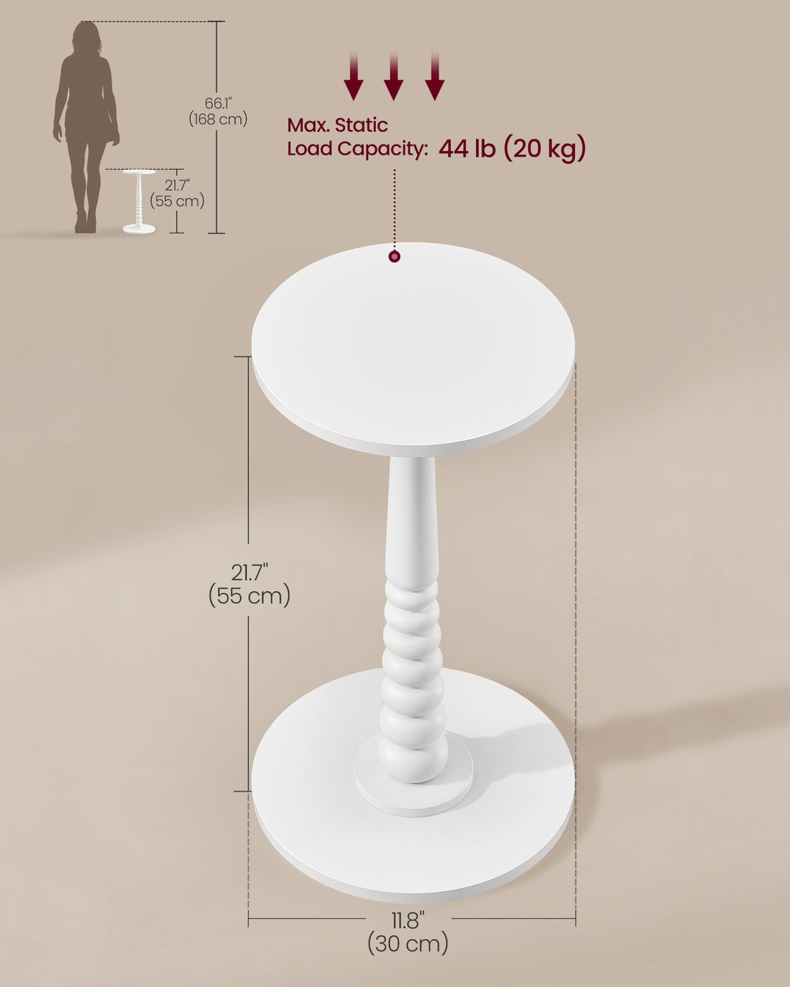 MARIEL Collection - Round Side Table with Solid Wood Leg Cloud White - image 5