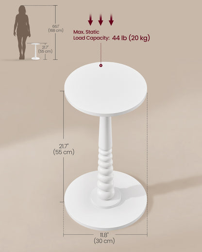 MARIEL Collection - Round Side Table with Solid Wood Leg Cloud White - image 5