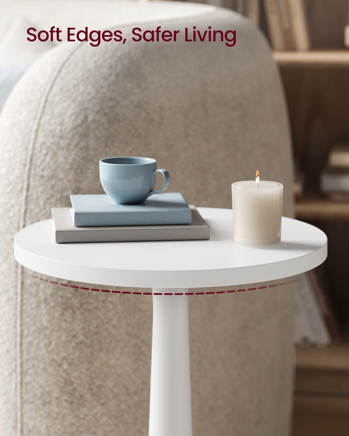 MARIEL Collection - Round Side Table with Solid Wood Leg Cloud White - image 6