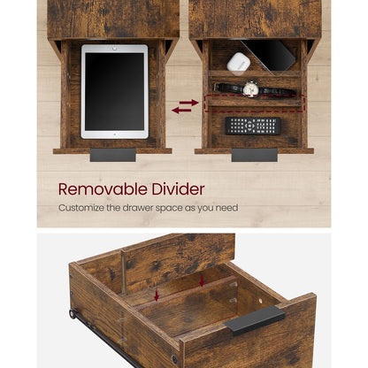 Narrow End Table with Charging Station and 2 Drawers - HWLEXTRA 