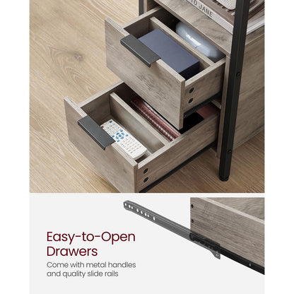 Narrow End Table with Charging Station and 2 Drawers - HWLEXTRA 