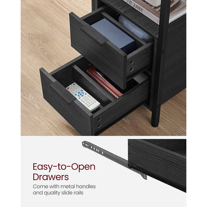 Narrow End Table with Charging Station and 2 Drawers - HWLEXTRA 