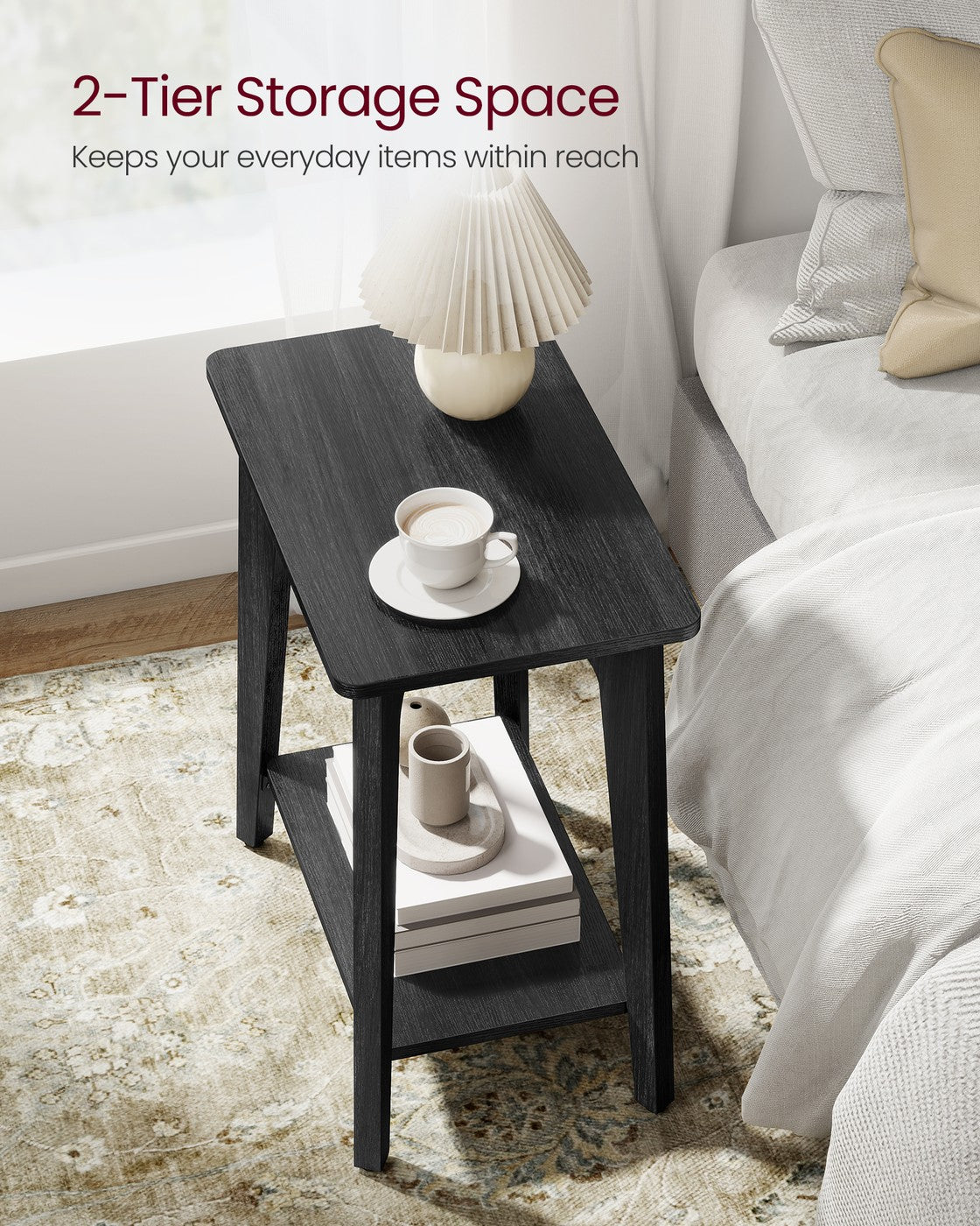 MAEZO Collection - Side Table, 2-Tier Small Rectangular End Table