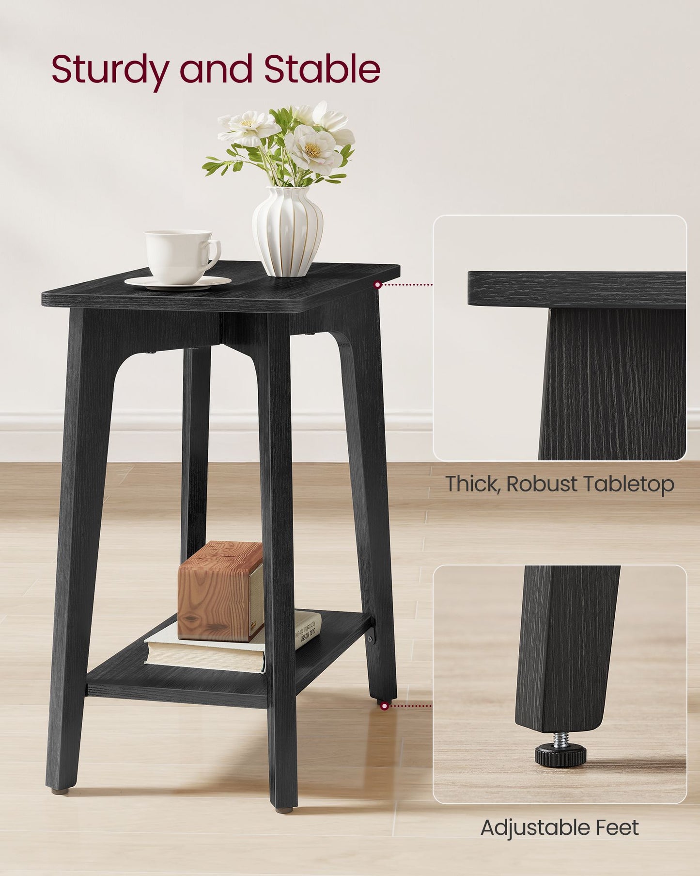 MAEZO Collection - Side Table, 2-Tier Small Rectangular End Table