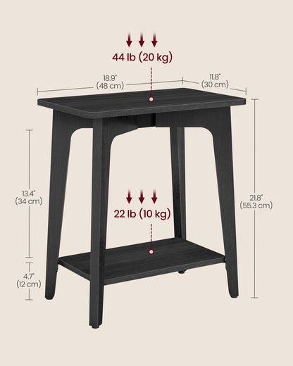 MAEZO Collection - Side Table, 2-Tier Small Rectangular End Table